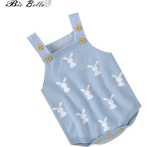 Infant Toddler Bodysuit Knitted Rabbit Spring Autumn Baby Boy Girl Overalls Sleeveless Baptism Birthday 0-24M Kids Bebes Outfits