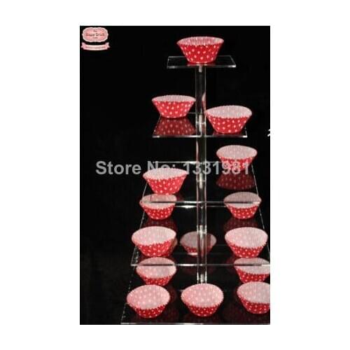 Hot shopping Each interval display 5 Tier Acrylic Cupcake Muffin Stand wedding decoration