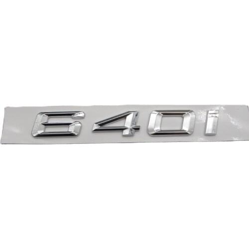 Chrome Shiny Silver ABS Number Letters Word Car Trunk Badge Emblem Letter Decal Sticker for BMW 6 Series 640i