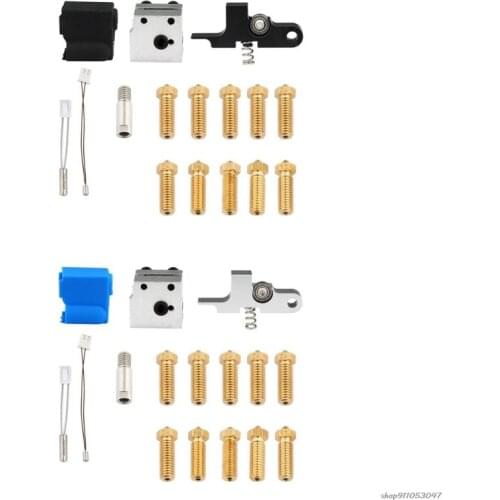 3D Printer Extruder Kit Heating Tube Thermistor 10 Nozzles M6 Hose Printer Hotend Heating Block Handle Kit 15pcs au7 wholesales