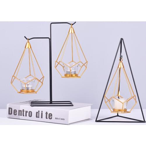 Creative Nordic style Candlestick multifunctional home decoration gold glass candlelight dinner props candle holders