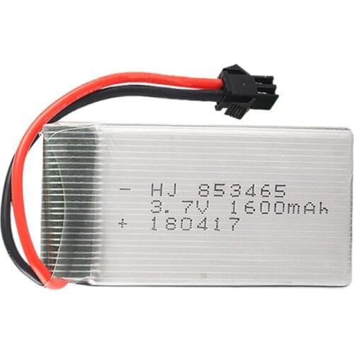 3.7V 1600 mAh Lipolymer High Rate Rechargeable Battery SM Plug 853465 For drone Quadcopter Helicopter SM Plug