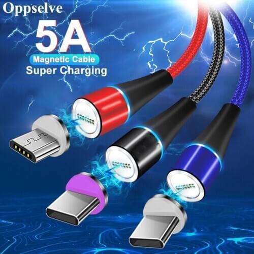 5A Supercharge Magnetic Type C Cable Micro USB Charging Phone Chargers For Huawei P40 P30 P20 Mate 40 30 Samsung Xiaomi iPhone