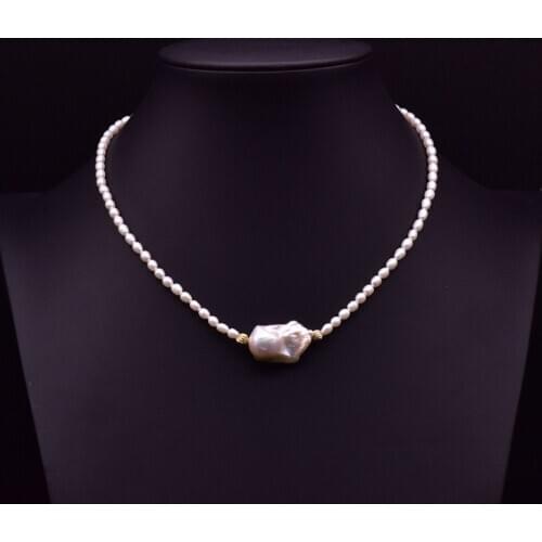 Fashion Women Bib Collar Natural Fresh Water White Baroque Pearl Choker Pendant Necklace Wedding Party Gifts Jewelry Accessories