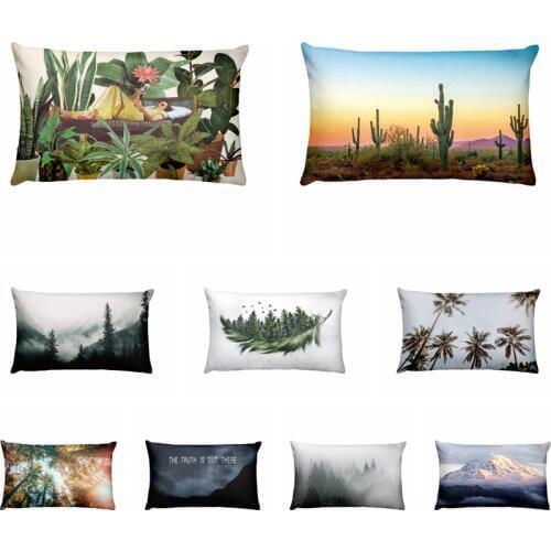 Marine Forest Thin Linen Waist Pillowcase Home Pillows Decoration Home Decor Sofa Throw Pillow 50*30cm Almofadas Decorativas