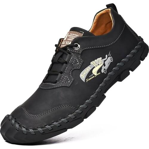 Men Leather Casual Shoes Fashion High Quality Genuine Leather Boat Shoes Loafers Flats Outdoor Moccasins Men Shoes