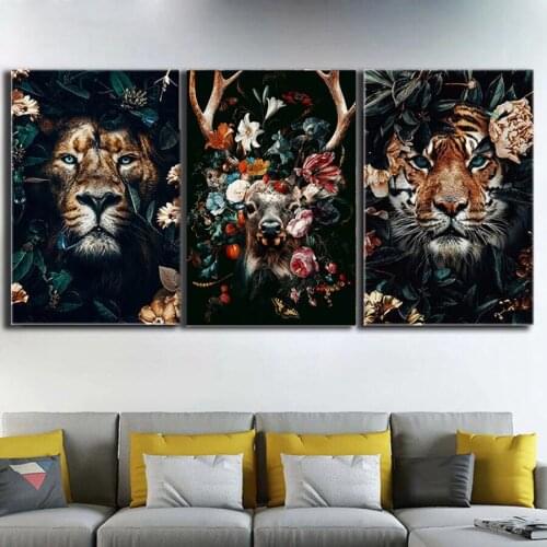 Diy 5D deer Lion tiger Face flower Diamond Painting cross stitch kits Full Square Embroidery art Animal 3D paint by diamond