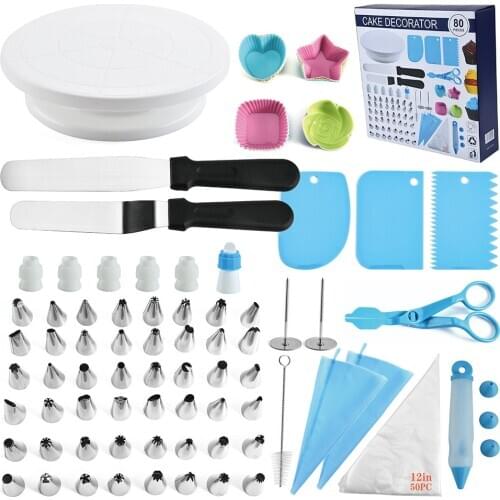 80 Pcs Cake Decorating Skills Set Durable Pastry Bag Nozzle Candy Stainless Steel Cream Cake Baking Tools Kitchen Cake Tools