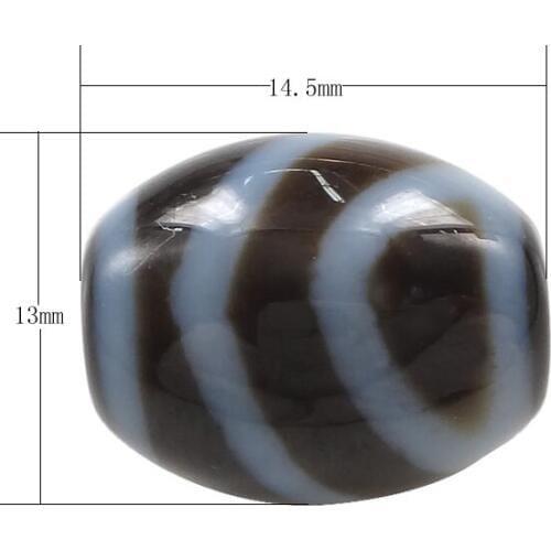 YYW Natural Tibetan Dzi Beads for making diy Jewelry Bracelet necklace Oval, one-eyed & two tone, 14.50x13x3mm, Sold By PC