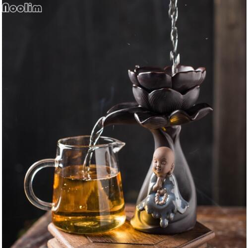 NOOLIM Ceramic Lotus Kung Fu Little Monk Tea Strainer Leak Creative Herb Spice Coffee Filter Diffuser Kitchen Gadgets