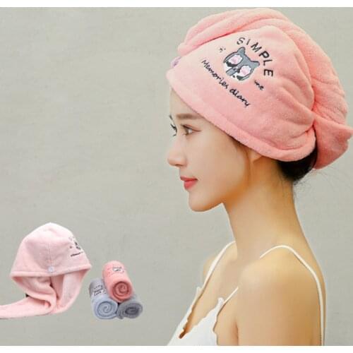 New Creative Microfiber Embroidered Hair Drying Cap Thickened Absorbent Quick-drying Dry Hair Towel Soft High Dry Hair Cap