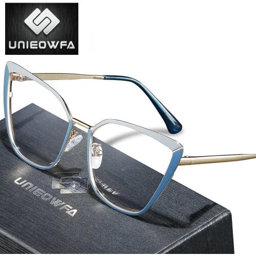 Oversized Cat Eye Prescription Eyeglasses Women Clear Optical Myopia Glasses Women Photochromic Anti Blue Light Spectacles Alloy