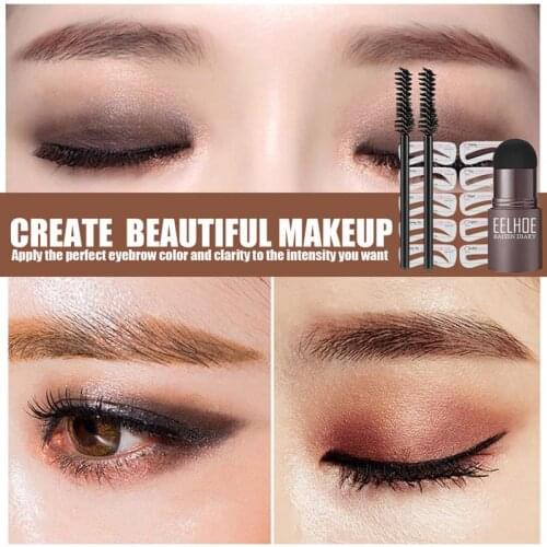 One Step Brow Stamp Shaping Kit Color Cards Quick Draw Non-marking Natural Lasting Waterproof Eyebrow Brush Powder Seal Cosmetic