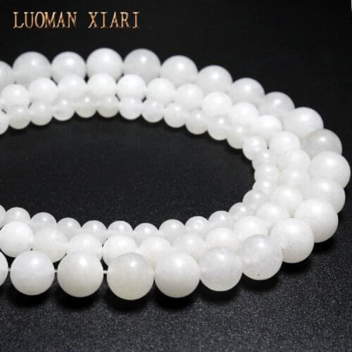Wholesale Natural Dull Polish White Jadee Round Stone Beads For Jewelry Making DIY Bracelet Necklace 6/8 mm Strand 15