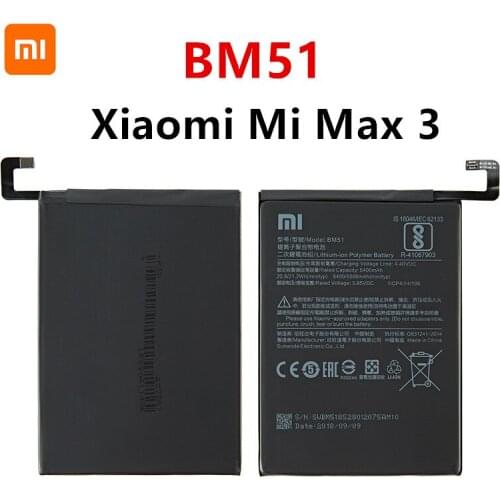 Xiao mi 100% Orginal BM51 5500mAh Battery For Xiaomi Mi Max 3 Max3 BM51 High Quality Phone Replacement Batteries