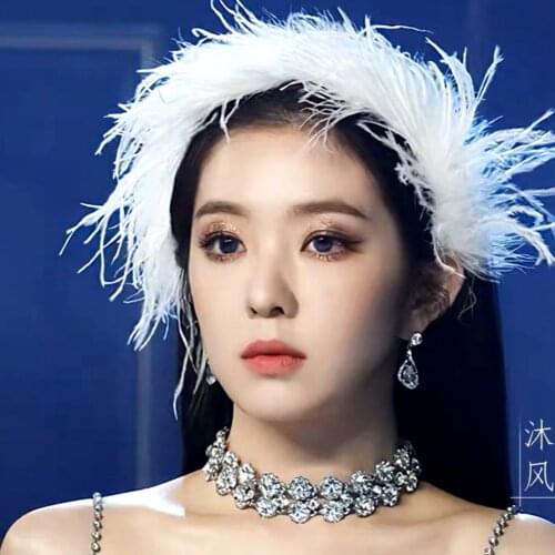 Korean female cute white feather headband star Pei Zhuxian the same bride hair accessories ins wedding antique headdress