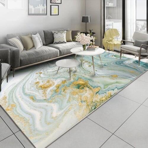 Nordic style abstract stone light green gold carpet bedroom living room floor mat carpet home soft kids rug home Decorative