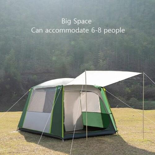 Six To Eight People Outdoor Tent 210T Rainproof Thickened Double Layer Ultralight Camping Wigwam