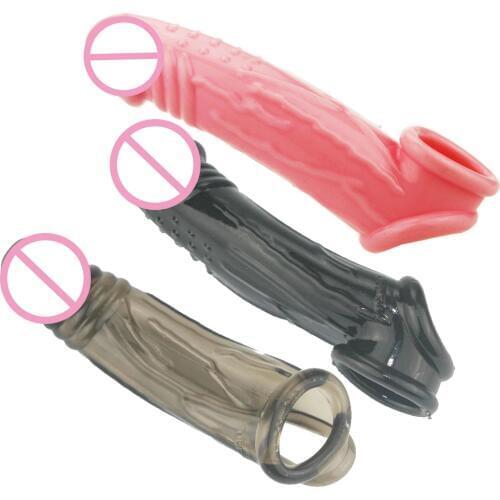 Extend Penis condom Bold Reusable Delayed ejaculation Impotence ring contraceptive extension G Spot dildo sleeve Sex toy for men