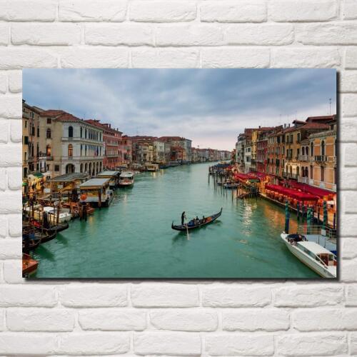 Italy Venezia Canal Grande boats houses sea sky 238FJ Room home wall modern art decor wood frame poster