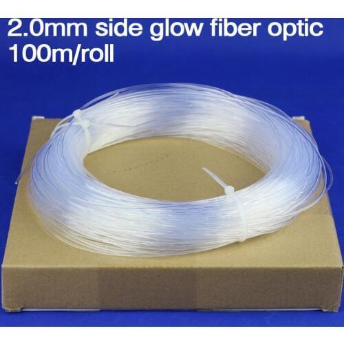 100m/roll 2.0mm Side Glow PMMA Fiber Optic Cable for Car Outline decoration use