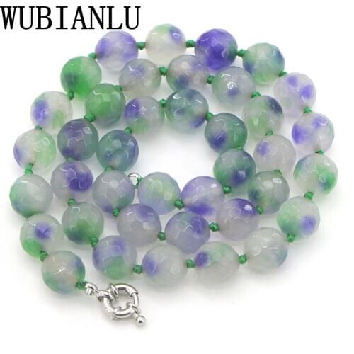WUBIANLU 10mm Faceted colorful Kunzite Round Jewellerys Necklace Women In Choker Necklaces 2pc/lot Fashion Jewelry
