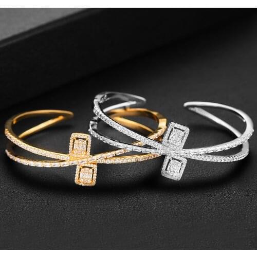 Blachette Jewelry Original design Stackable Fine Bangle For Women Bridal Wedding Full Cubic Zircon Luxury Bracelet Party HOT