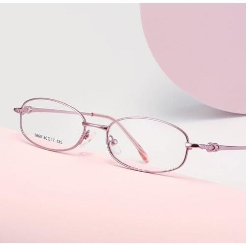 Female Half Rim Frame Glasses Retro Metal Business Style Frame Myopia Spectacles