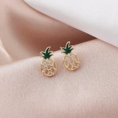 Gojomem 925 Sterling Cute Pineapple Shape with Cubic Zircon Glod Silver Color Student Earrings Minimalist Women Jewelry Gifts