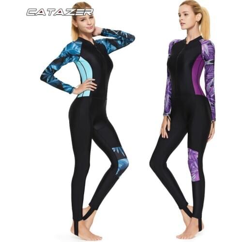 Women One-piece Bodysuit Suit Female Printing Dry Diving Suit Long-sleeved Surfing Uv Protection Prevent Jellyfish Wetsuit