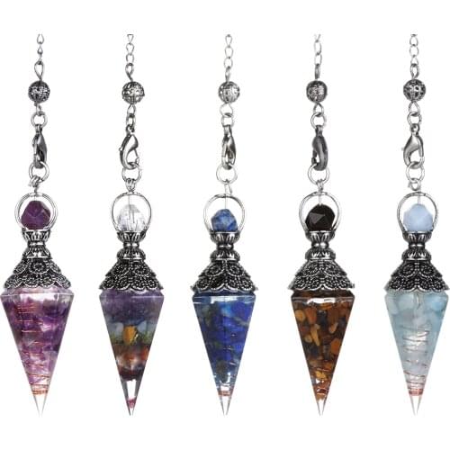 1Pc Hexagonal Chakra Crystal Pendant Neckalce Moon Stones Crystals Gemstone Divination Pendulum Crystal Therapy Chakra Gifts