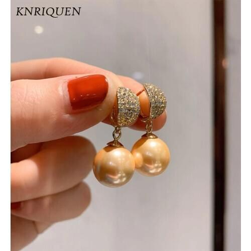 2021 New 925 Sterling Silver Gold Color Fresh Water Pearls Earrings/Necklace for Women Elegant Lab Diamonds Fine Jewelry Gifts
