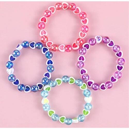 Cute Heart Beads Bracelet For Children Colorful Friendship Bracelet For Girls Charms Jewelry Accessories Design Trend Wholesale
