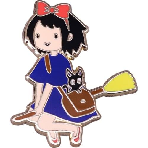 Kikis delivery service brooch Ghibli anime fans fantasy backpack accessory