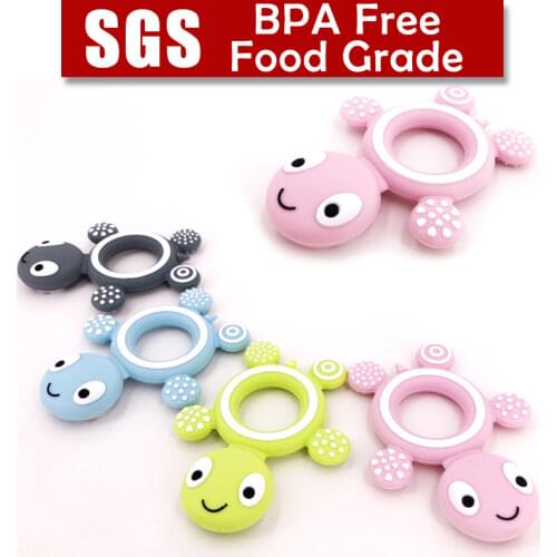 BPA Free Baby Silicone Teethers Food Grade Cute Turtle Tiny Rod Teething Necklace Baby Shower Gifts Cartoon Animals Teether