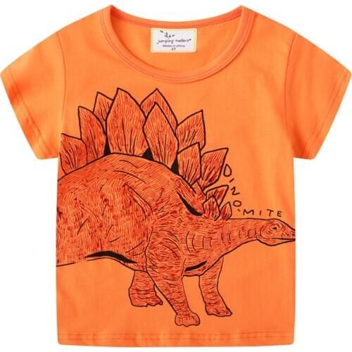 Jumping meters Baby Boys Cartoon T shirt Kids New Tees Short Sleeve Summer Clothes With Printed Dinosaurs Top Children T shirts