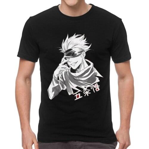 Jujutsu Kaisen Gojo Tshirt Men Unique Tees Top Cotton T Shirt Short Sleeve Anime Manga T-shirts Gift Idea Clothes