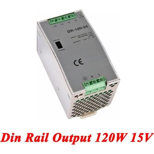 DR-120 Din Rail Power Supply 120W 15V 8A,Switching Power Supply AC 110v/220v Transformer To DC 15v,ac dc converter