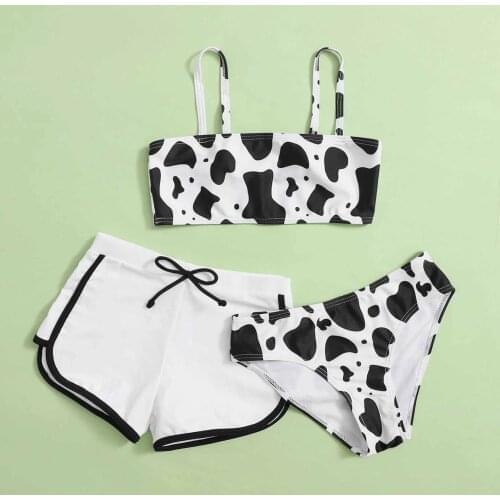 Children Girls Bikini Set 2021 Two-pieces Swimming Suit Summer High Waisted Kids Girl Swimwear Swimsuit Bandage Bathing Suit
