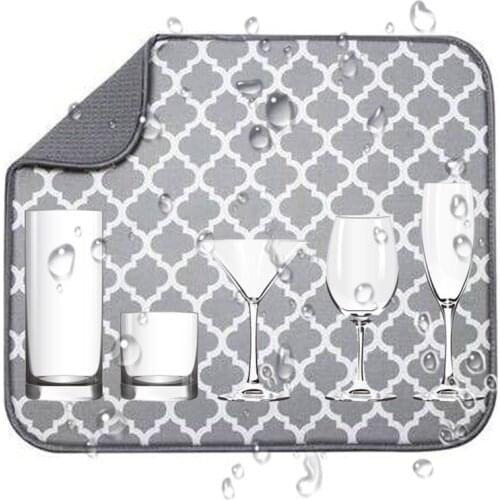 30*40cm Dish Drying Mat Microfiber For Kitchen Mat For Dish Drying Drainer Microfiber Kitchen Cushion Pad Tableware Drying Mats