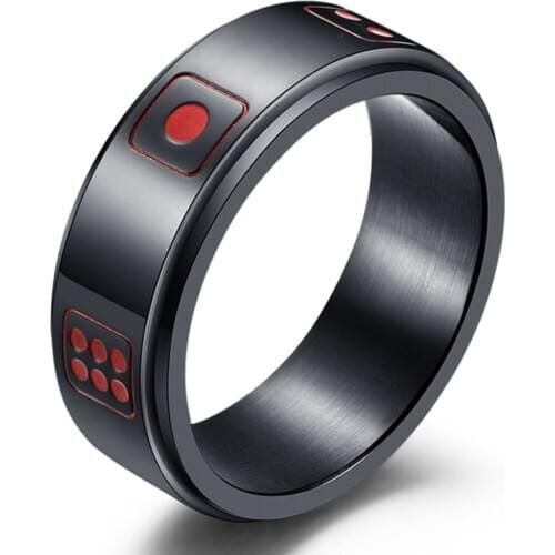 United States Las Vegas God Of Gamblers Championship Rotatable Dice Mens Ring Steel Stainless Gift Rings Men Jewelry
