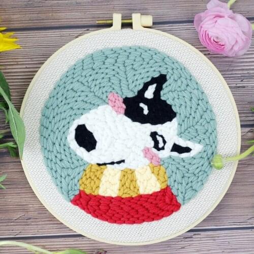 Punch Needle Embroidery Kits for Beginner Contains Threader Embroidery Hoop Yarn All Materials Tools Easy DIY Bulldog Full Set