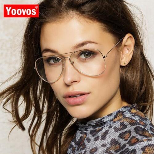 Yoovos Oversized Glasses Frame Women 2021 Women Glasses Retro Eyeglasses Frames Metal Anti-blue Light Okulary Lentes De Hombre