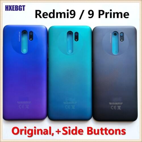 Original For Xiaomi Redmi 9 Back Battery Cover Rear Housing Case For Redmi 9 Prime Battery Cover With Power Volume Side Buttons