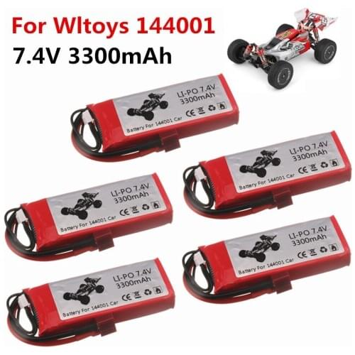 Original For Wltoys 144001 car 2s 7.4 V 3300mAh Lipo battery T Plug for Wltoys 1/14 144001 RC car boat Lipo battery 1-5PCS