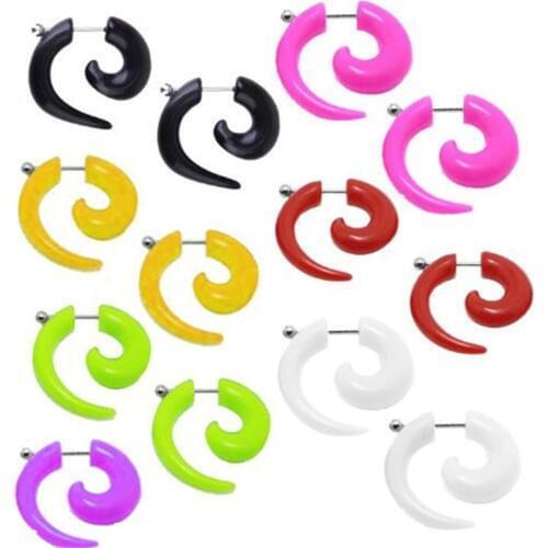 1Pair Fake Ear Spiral Taper Gauges Earring Snail Faux Ear Piercing Plug Cheater Tunnels Expander Stretchers Piercing Orelha Punk