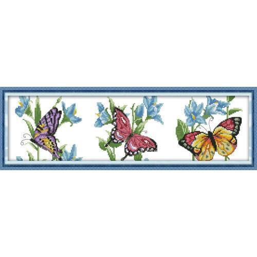 Butterflies flying cross stitch kit aida 14ct 11ct count print canvas stitches embroidery DIY handmade needlework