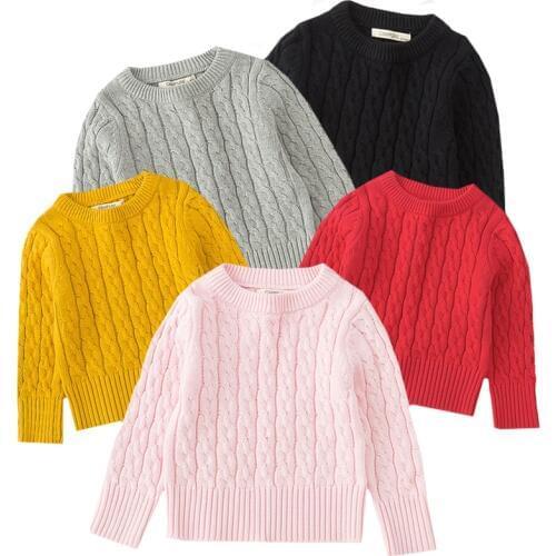 Autumn Winter Baby Girls Pullover Sweaters Soft Cotton Boys Knitted Pullover Candy Color Kids Ribbed Sweater Childrens Clothing