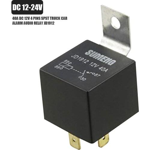 40A DC 12V 4 Pins SPST Truck Car Alarm Audio Relay JD1912 Car Headlight Turn Signal Car Relay Silver Contact Accessories
