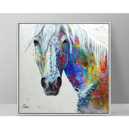 SELFLESSLY Graffiti Art Horse Paintings Colorful Horse head Pictures For Living Room Wall Art Animal Decorative Prints No Frame